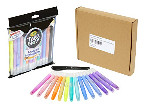 Image of Crayola Take Note 14 Erasable Highlighters & 1 Bonus Permanent Marker, Assorted Colors, Classroom & Office Supplies, Gift