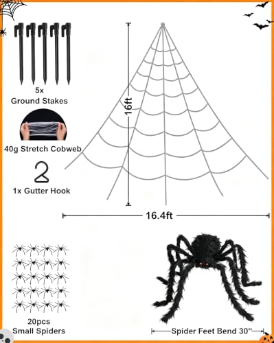 Amazon – 16.4' Light-Up Halloween Spider Web w/ 48" Spider - image 7