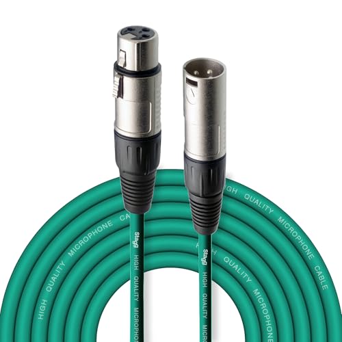 Stagg Cable de micrófono con enchufe XLR a XLR de calidad de 6m, verde