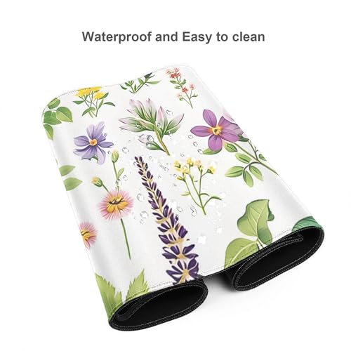 Image of Wildflower Plants Spring Extended Gaming Mouse Pad, with Stitched Edges Large Mouse Pad Desk Protector, Rubber Base Mousepad Keyboard Mouses Mat for Work Game Office Home- 32 inch X 12 inch Inch,E651