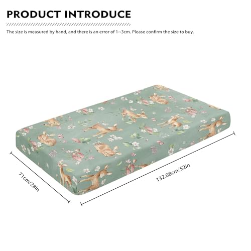 Image of Woodland Fawn Fitted Crib Sheet Baby Deer Standard Crib Mattress Fitted Sheet Forest Animals Toddler Bed Mattress Sheets for Boys Girls 28 inchx52 inch