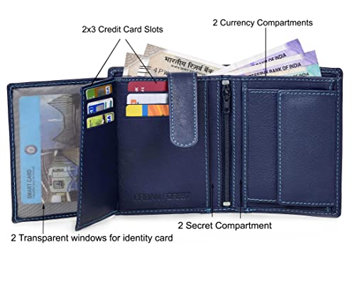 URBAN FOREST Men's Leather Wallet (UBF130BLU1018, Blue)