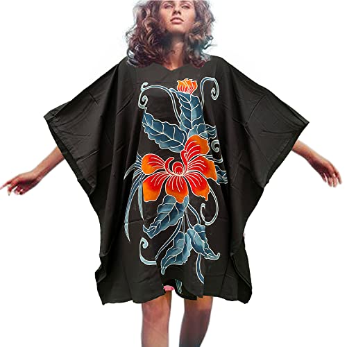 Blusa Fluida Poncho Orquídea Floral de Talla Grande Hecha a Mano para Conseguir un Estilo Fresco