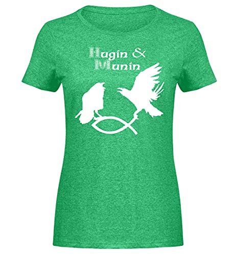 T-shirt pour femme Hugin & Munin vert pour un look week-end décontracté