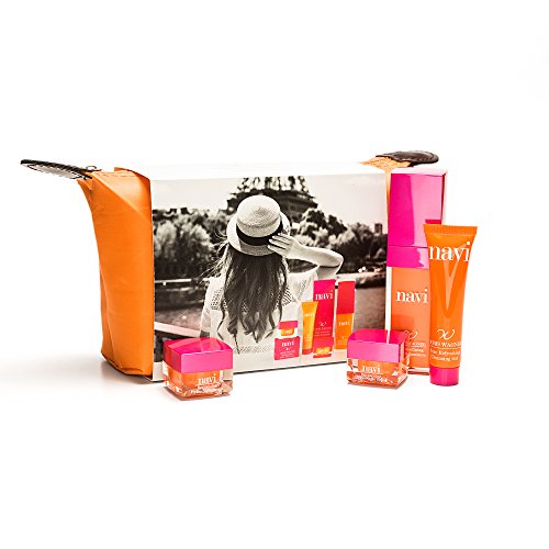 NAVI Neceser Viaje / Set de belleza & Cremas faciales mujer / Kit Hidratante & Antiedad Color Naranja