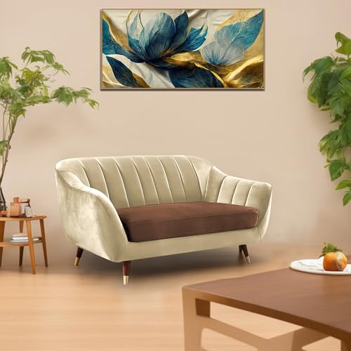 Image of Casaliving Anyse 2 Seater Sofa Set for Living Room (Cream Brown Colour Fabric) Premium Fabric Sofa