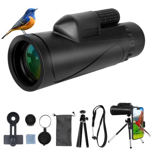 Telescope Monokulares Teleskop 80 x 100 HD FMC BAK4 Prisma tragbares Monokular Teleskop für Erwachsene mit Smartphone-Halterung Stativ wasserdicht geeignet für Vogelbeobachtung, Jagd, Konzerte