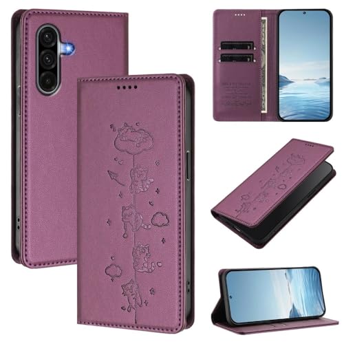 Protection Samsung Galaxy A17 4G 5G étui portefeuille cuir violet avec clapet aimanté