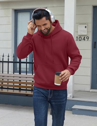 Image of COOFANDY Men Cotton Fleece Hooded Sweatshirt Casual Long Sleeve Hoodies Pullover Fashion Drawstring Hoodie with Kanga Pocket