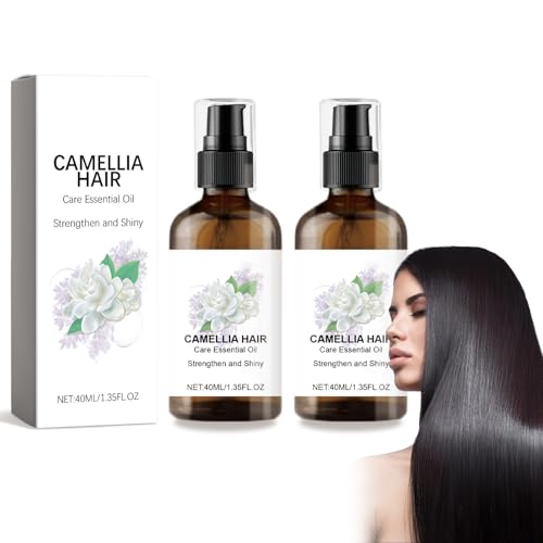 Lot de 2 flacons d'huile de camélia bio 100 % naturelle multifonctionnelle hydratante pour cheveux secs