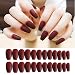 24pcs Pure Color Coffin Nails Matte False Gel Nails Art Tips Sets Full Cover Medium False Nails for Ballerina Cosplay Office Lady (Wine red)