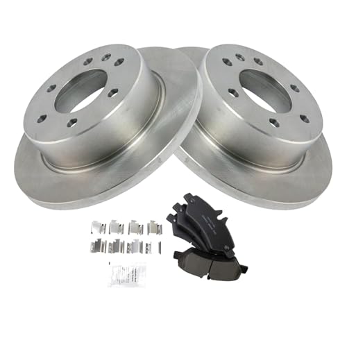 Image of TRQ Rear Brake Pad and Rotor Set Ceramic Compatible with 2007-2009 Dodge Sprinter 2500 2007-2018 Freightliner 2500 2010-2018 Mercedes-Benz Sprinter 2500