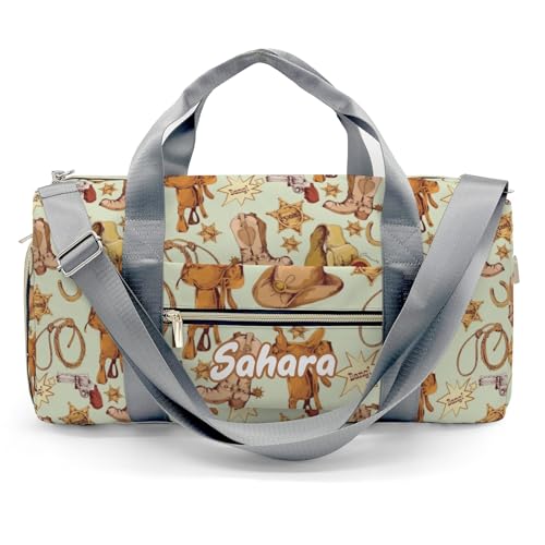 Personalized Vintage Western Cowboy Elements Custom Multi-functional Travel Bag, Unisex Portable Duffel Bag, Short Distance Travel Assistant