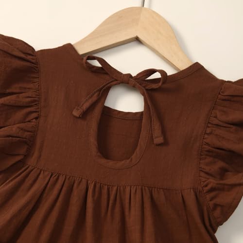 Toddler Baby Girl Dress Summer Cotton Linen Ruffle Halter Sleeveless Kids Casual Beach Party Dresses 1-6 Years4