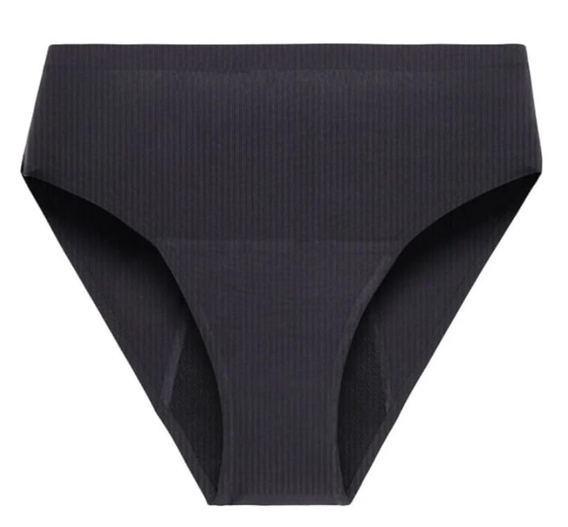 High Waist Ribbed Period Underwear for Heavy Flow Ultra Absorbent Leakproof & Odor Resistant Washable & Eco-Friendly Black XLarge
