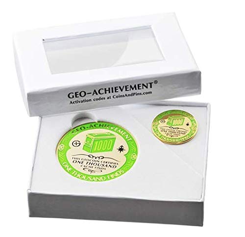 Coins For Anything Inc 1000 Finds Geo-Achievement Set Challenge Coin & Pin - Trackable Geocaching Coin