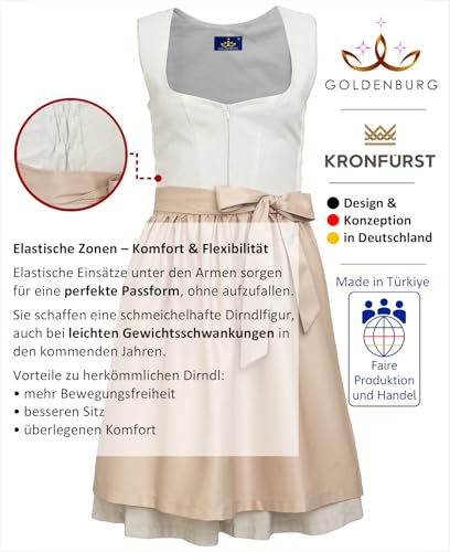 Goldenburg Dirndl Damen Midi mit Schürze 2tlg I Elastischen Zonen unter den Armen für Komfort und Passform I Deutsche Marke I Edle Frauen Trachten I Trachtenkleid Gr. 34-46 GB2301 (36)