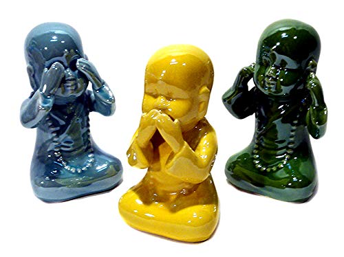 Trio De Budas Sabios Em Ceramica 15229