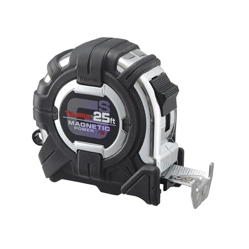 TAJIMA(タジマ) 巻尺 - 25フィート x 1インチ GSロックメジャー、デュアル磁気電源&互換クリップ付き - GS-SC25BW