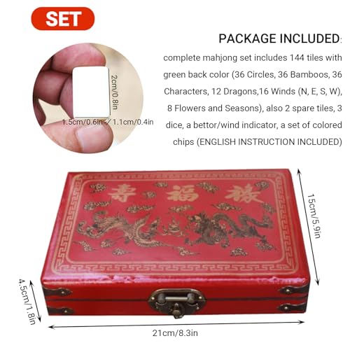 Mini Mahjong Set portable con fichas y dados miniatura 3