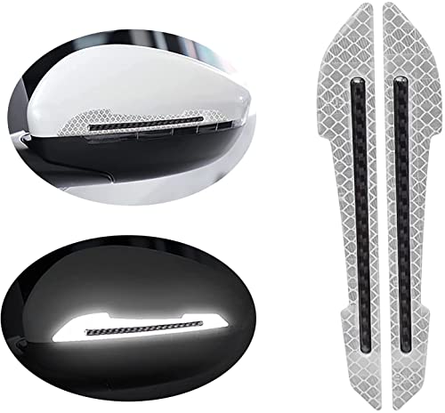 Image of 2 Pieces Reflective Car Stickers Set Rearview Mirror Reflective Warning Stickers Car Side Reflective Stickers for Car Safety (White) for Jeep Compass