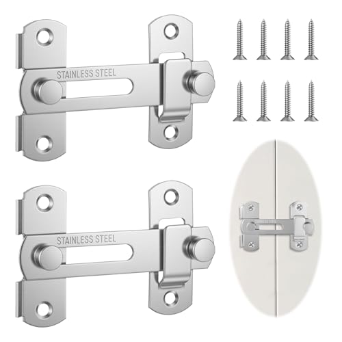 Giantree 2 Stück Türriegel Edelstahl, Flip-Riegel mit Befestigungsschrauben, Türverriegelungen Schiebetür Schloss Riegelschloss Gartentor Riegel für...