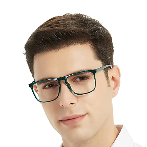 Image of Oversized Reading Glasses Men 2.50 Square Reader Light Fashion Readers 100 125 150 175 200 225 250 275 300 350 Turquoise 2.5 WEMOOTANTS