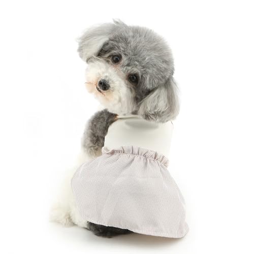 Ranphy Saia xadrez com alça de cachorro, vestido fofo de princesa, vestido de verão para cachorro, r