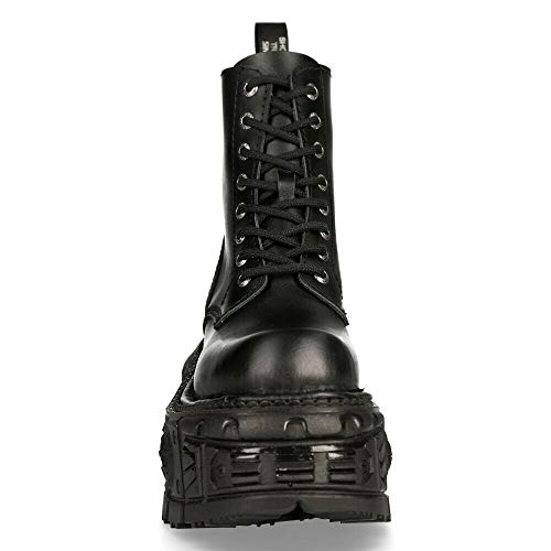New Rock Boots M-MILI084N-S5 Men's Metallic Black 100% Leather Techno Platform Military Laces Fastening4