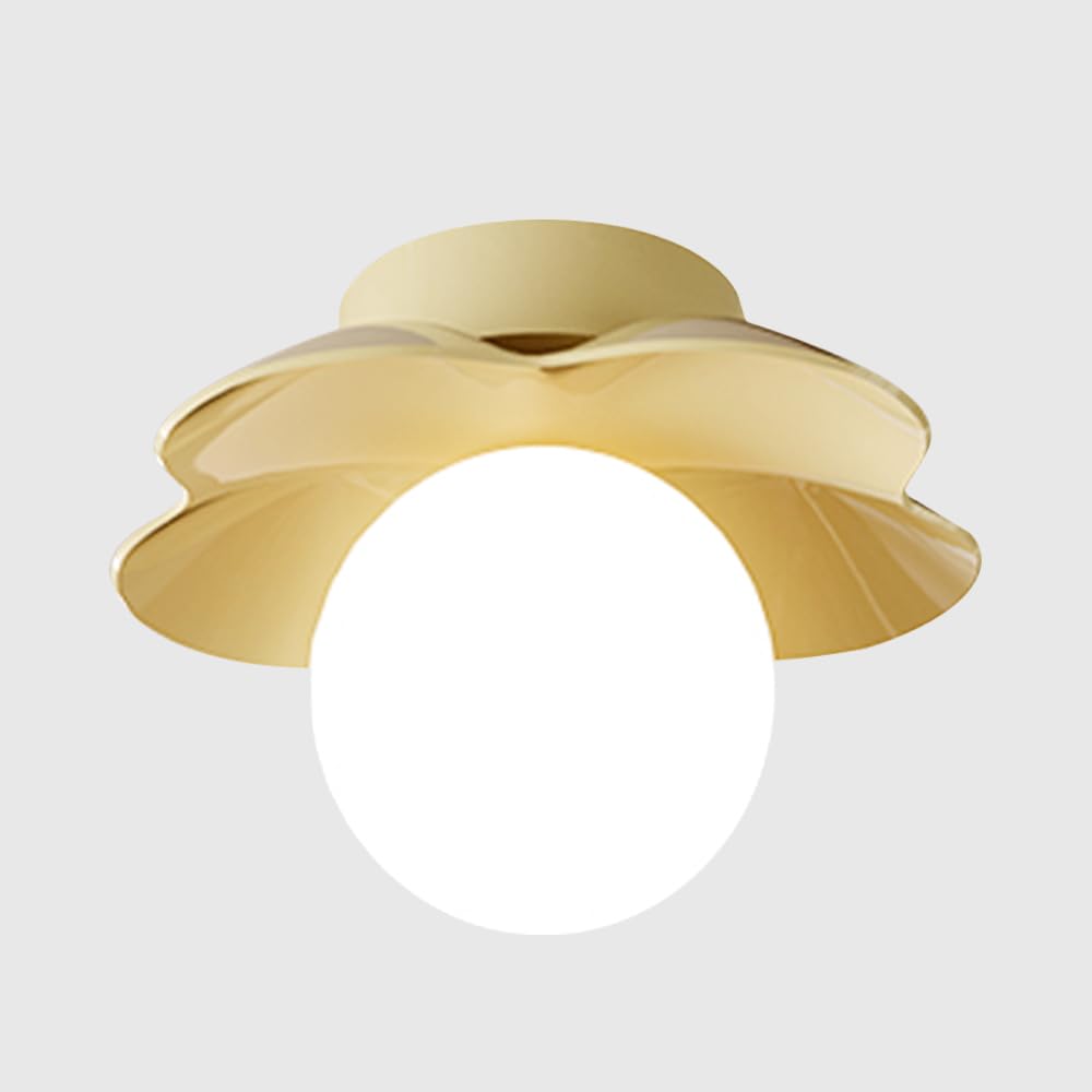 LYMSXAZOU Small Flush Mount Ceiling Light Mini Chandelier Modern Entryway Hallway Fixtures Schoolhouse Semi Flowers Shape Design Lamps(Yellow)