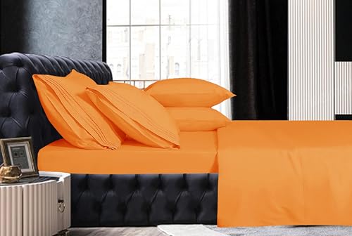 Image of Mocassi Hotel Luxury 1800 Thread Count Bedding Pillowcases Standard Size Set of 2 - Pillow Covers - Pillow Protector - Cooling Pillowcases (Set of 2 Standard /Queen Size, Orange)