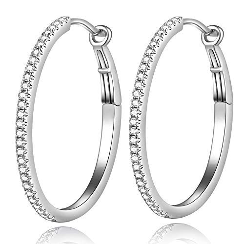 Boucles d'oreilles femme argent Creoles argent femme large Boucles d'oreilles créoles grand en argent 925 Creole or blanc femme cercle Grandes créoles argent diamant zirconium pour femmes 38mm Cover
