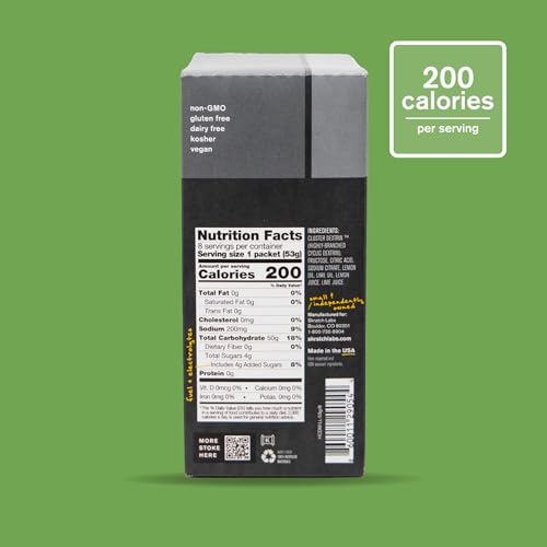 Skratch Labs Super High-Carb Drink Mix Packets - Carbohydrate Powder - Cluster Dextrin and Electrolytes - Endurance Energy- Energy Gel Alternative - Lemon/Lime - 8 Single Serving Packets - Non-GMO