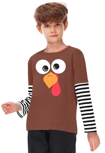 Image of Remimi Unisex Kids Christmas Long Sleeve Shirt Xmas Print Stripe Shirts 2-12 Years