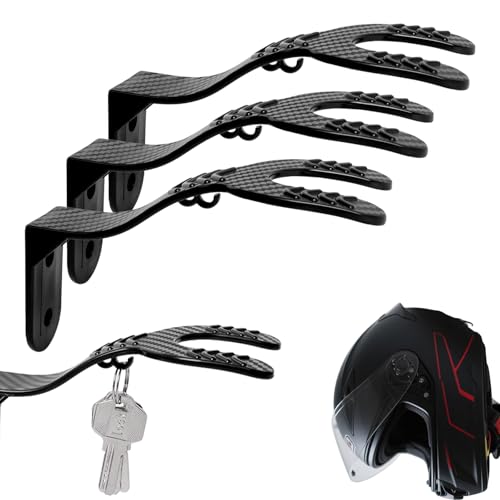 Storystore 3 Stück Helmhalterung Wand Helmhalter mit Haken, Schwarz Motorrad Helm Halterung Wand für Aufhängen von Schlüssel, Motorradhelm, Fahrradhelm