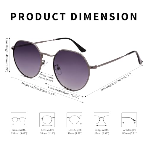 LIU·WEN Retro Round Polarized Sunglasses - Classic Metal Frame Shades for Women Men3