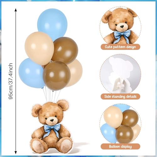 Image of 4 Sets Balloon Stand Kit for Table Bear Baby Shower Tables Centerpieces with Balloon Boy Baby Shower Decorations for Bear Theme Gender Reveal Birthday Party Table Decorations Supplies