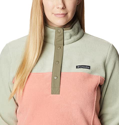 Image of Columbia Womens Benton Springs Half Snap II Pull Over Fleece Jacket, Dark Stone /Canoe /Vintage Blue, 3X