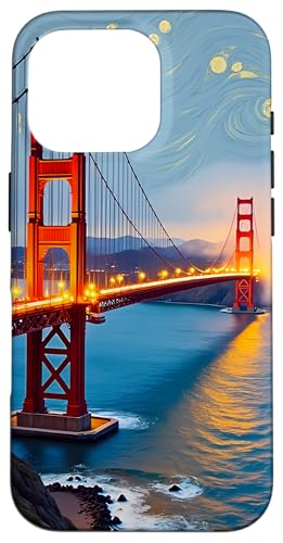 サンフランシスコ ゴールデンゲートブリッジ 星空 霧景ポップ スマホケース iPhone 16 Pro 用