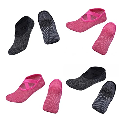 Fancyes 4 Pares de de Balé de Pilates Fitness, de, Esportivas Antiderrapantes para Academia, Barra,