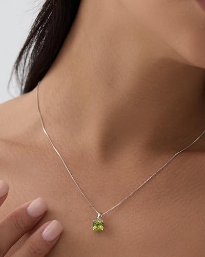 Michooyel 2ct Cushion Cut Peridot Pendant Necklace for Women Sterling Silver Gemstone August Birthstone Women's Necklace, 16-18 inch2