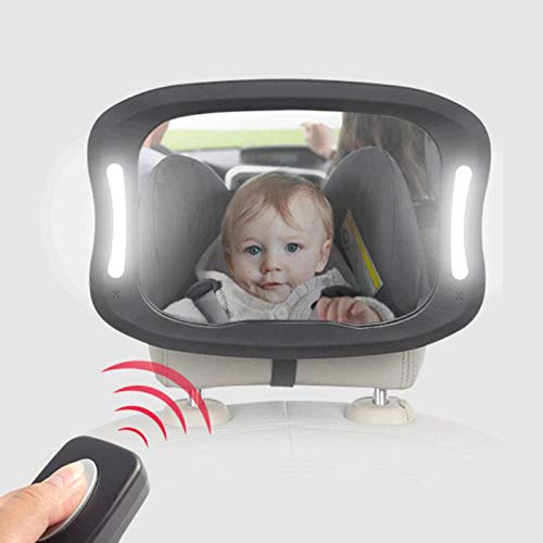 Baby Car Mirror LED Light Adjustable Shatterproof Back Seat Facing Rear