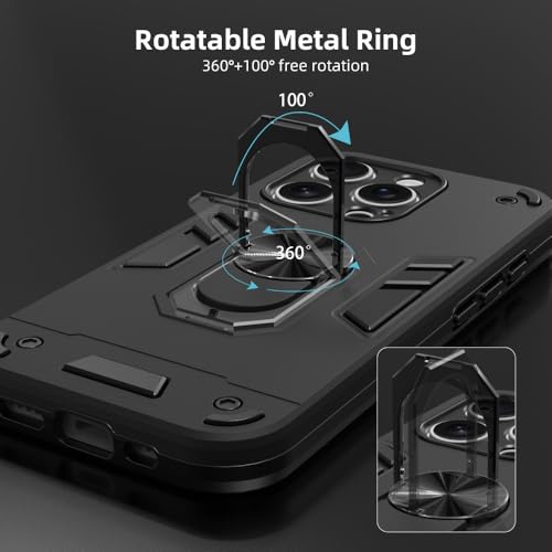Image of NDCOM for iPhone 16 Pro Case | Premium iPhone 16 Pro Cover for Protection and Style | Shockproof Ring Holder Case Black