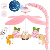 Baby Mobile Babybett, Mobile Baby mit Musik und Projektion, Mobile Wickeltisch Baby Mobiles für Bett, Spieluhr Baby Mädchen Junge, Baby Spielzeug 0 3 6 9 12 Monate Rosa