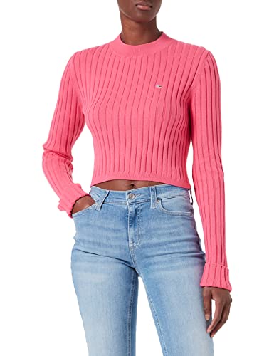 Tommy Jeans Damen Dw0dw13587 Pullover, Pink Alert, M