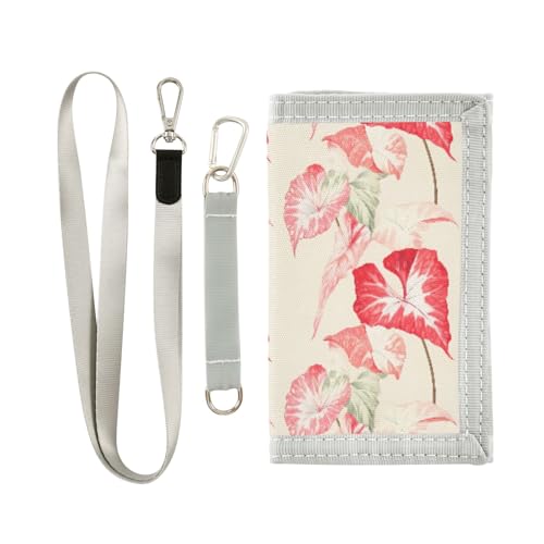 ALAZA Kids Wallets for Boys Girls Toddler Trifold Wallet Children Small Begonia Leaves Plant with Zipper Coin Pocket