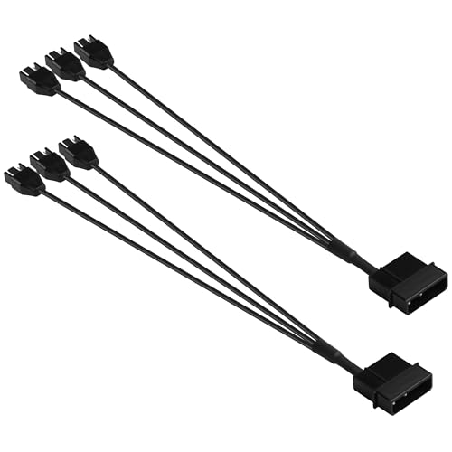 Molex to 4 Pin Fan Cable 2 Pack 12V Full Speed PC Fan Power Splitter, 3PCS 4-Pin Adapter for ATX PSU Case Cooling 30cm/11.8in (1 to 3)