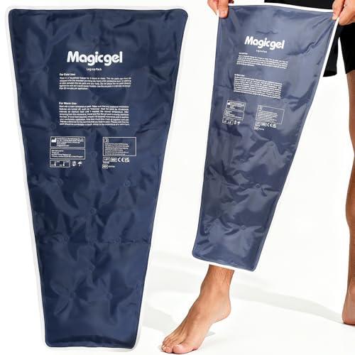 Magic Gel Bolsa Gel Frio para Lesiones de Piernas - Bolsa Hielo Lesiones Cubre Toda la Pierna 62 cm - Reduce Dolor Hinchazón e Inflamación - Reutilizable para Esguinces Artritis y Más - Gris