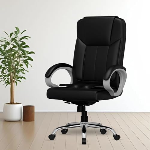 Image of FUGO FG17 Orthopedic Boss Chair with 3 Year Warranty, Leatherette Office Chair, Ergonomic Executive Chair with Spacious Cushioned Seat, Heavy Duty Metal Base, Rocking Function (Black)
