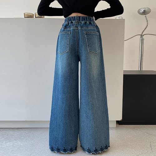 Teen Girls Straight Baggy Jeans Cute High Waist Wide Leg Vintage Denim Pants Kids Retro Casual Streetwear Jeans4